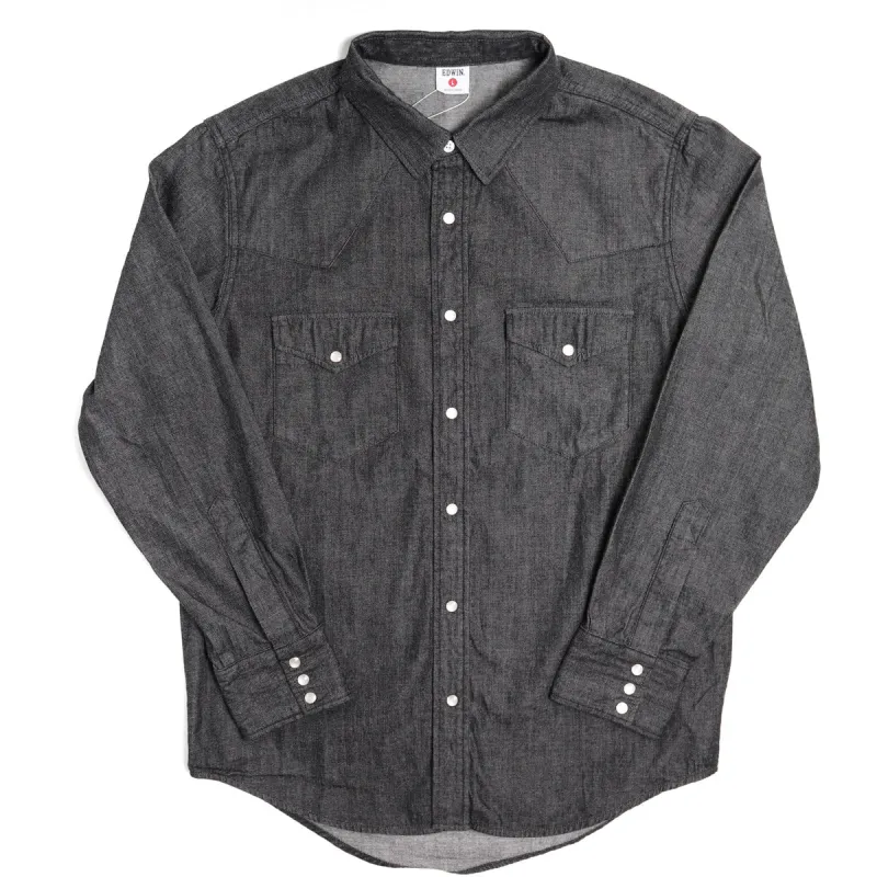 KST069-01 Western Shirt 8oz Black Denim sold by Brooklyn Clothing Co.