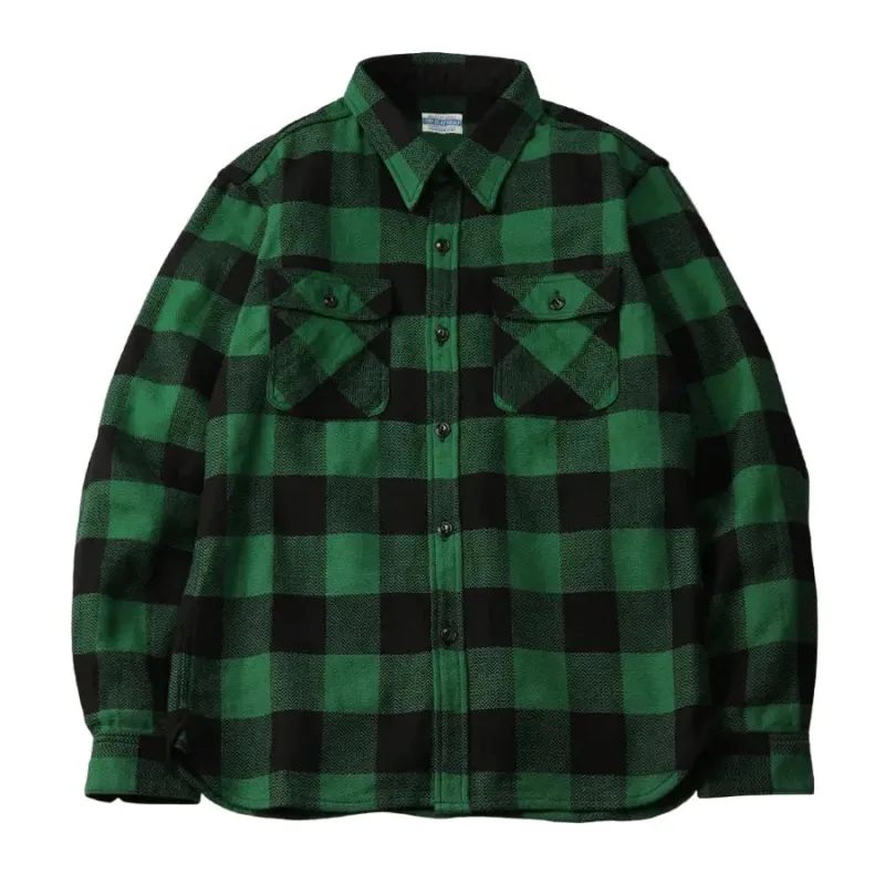 FN-SNR-101L Block Check Flannel Shirt Green/Black sold by Brooklyn Clothing Co.
