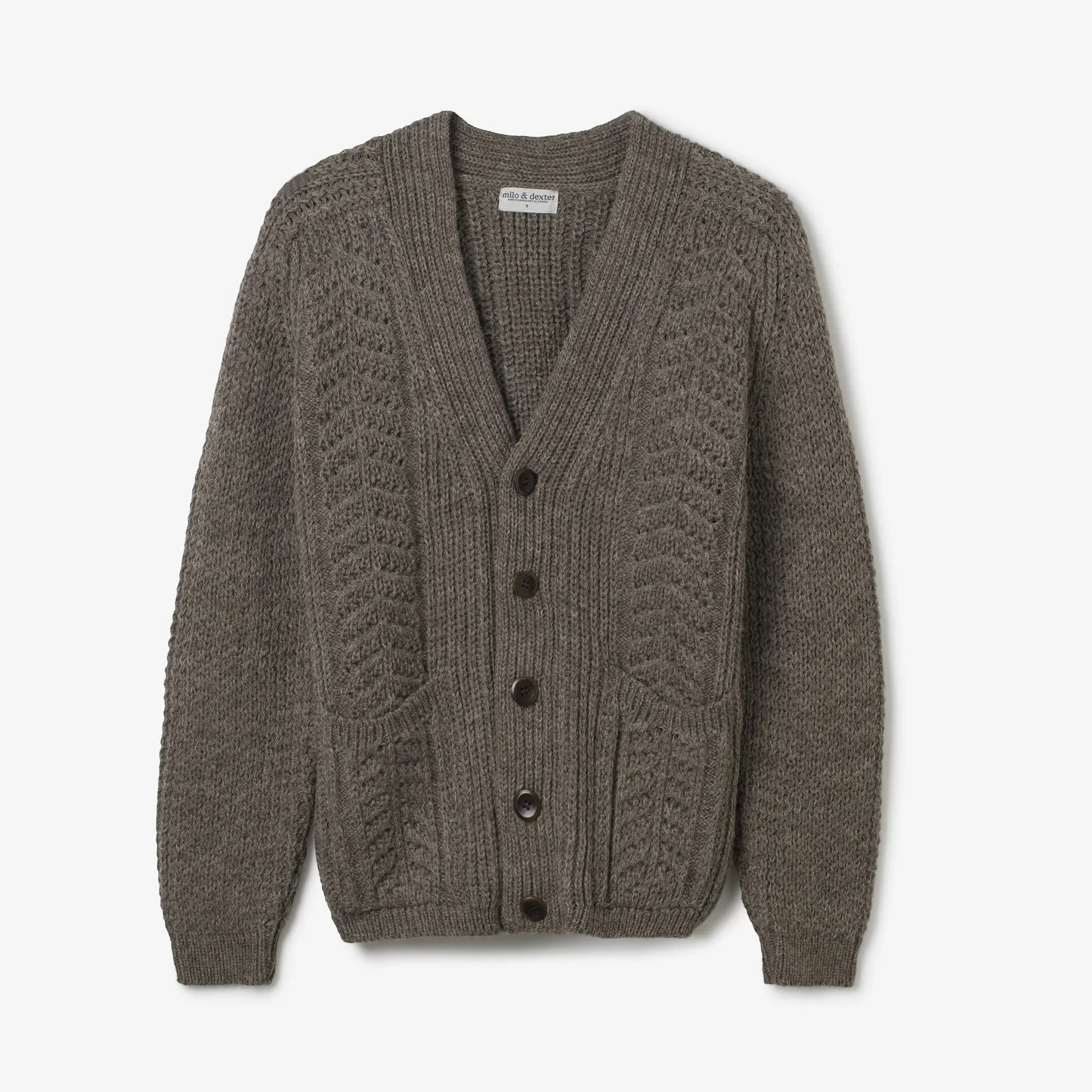 Hand Knit Wool Simple Cardigan Fisherman Grey sold by Brooklyn Clothing Co.