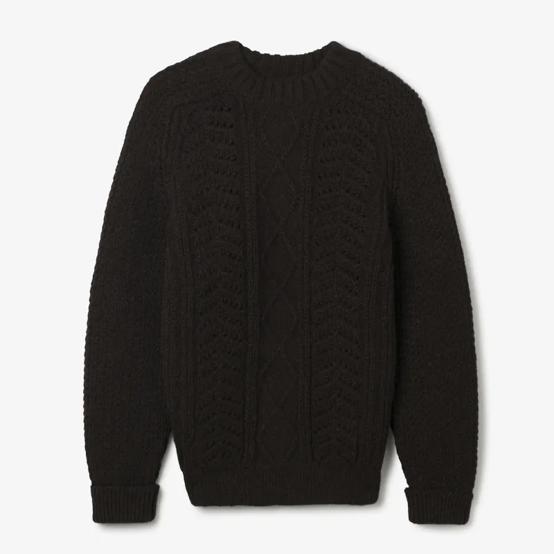 Hand Knit Wool Fisherman Sweater Brown sold by Brooklyn Clothing Co.