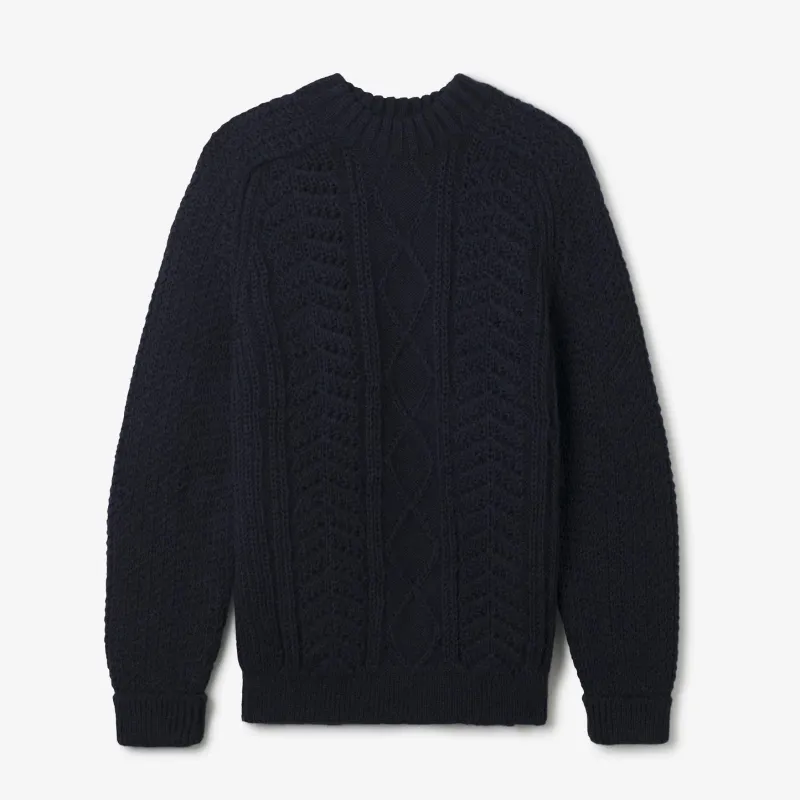 Hand Knit Wool Fisherman Sweater Navy sold by Brooklyn Clothing Co.