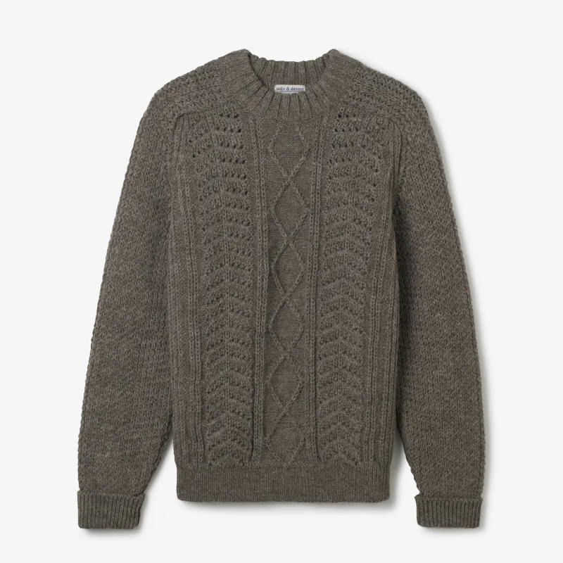 Hand Knit Wool Classic Sweater Fisherman Grey sold by Brooklyn Clothing Co.
