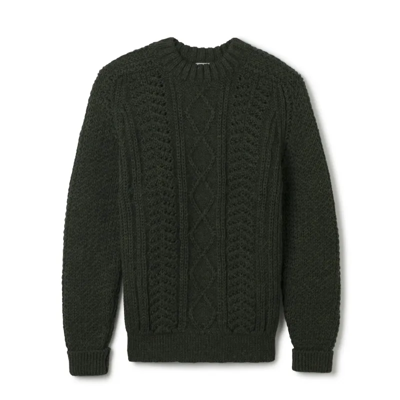 Hand Knit Wool Classic Sweater Forest Green sold by Brooklyn Clothing Co.