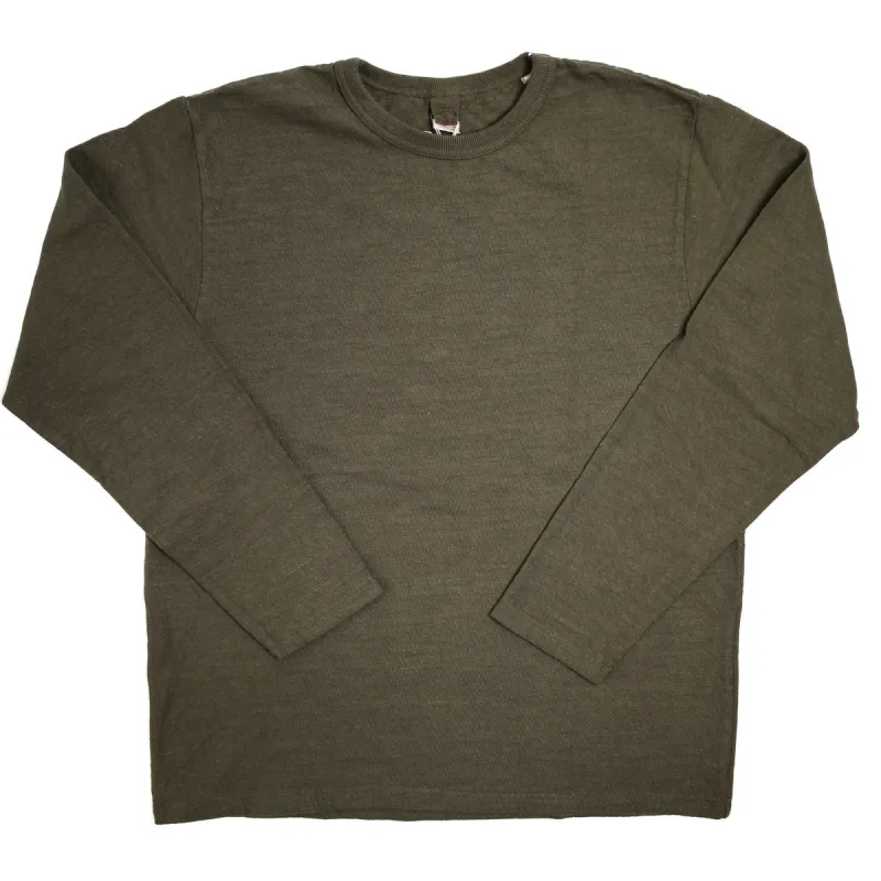 No. 8 Slub Nep Long Sleeve T-Shirt Olive sold by Brooklyn Clothing Co.