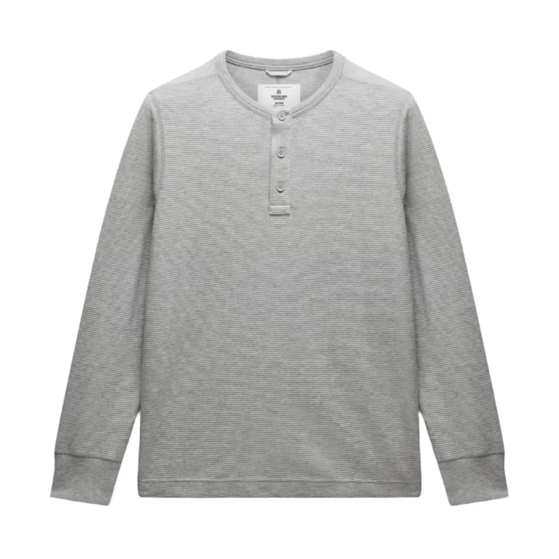 Lightweight Waffle Standard Fit Henley Heather Grey sold by Brooklyn Clothing Co.