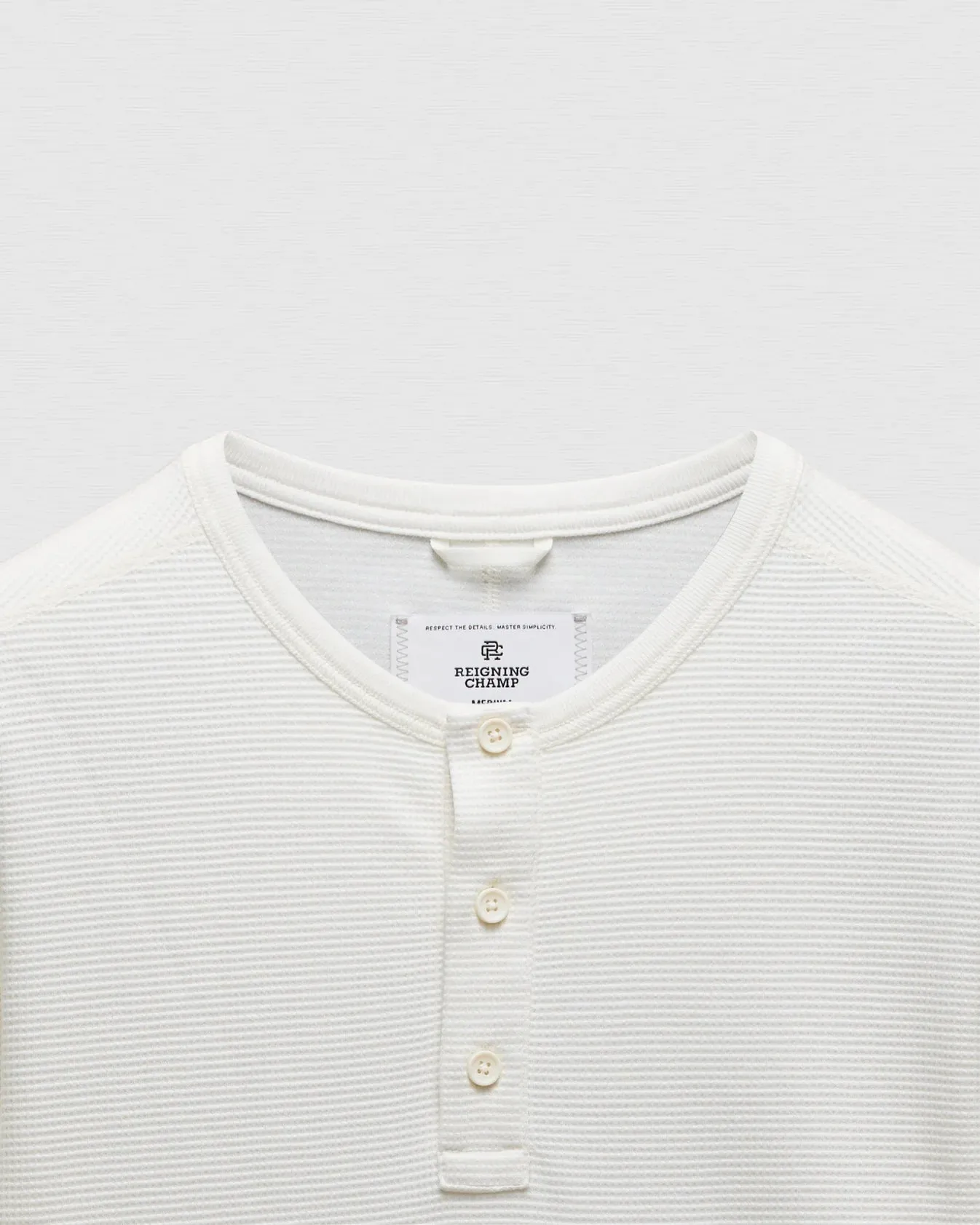 Lightweight Waffle Standard Fit Henley Championship White sold by Brooklyn Clothing Co. product image thumbnail 2