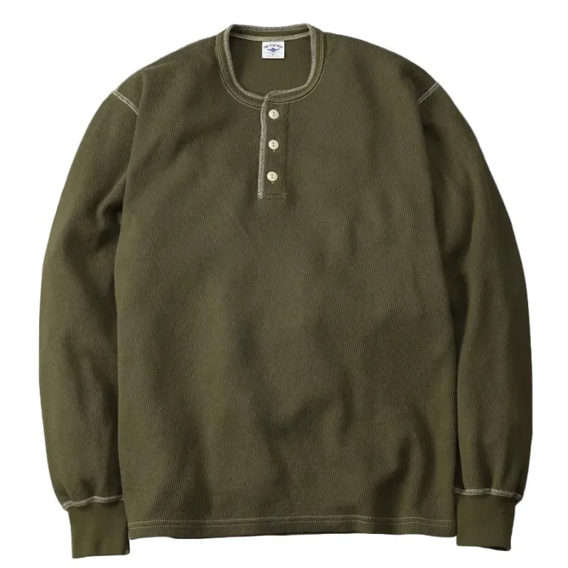 FN-THLH-004 Henley Neck Thermal Olive sold by Brooklyn Clothing Co.