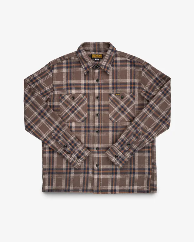 IHSH-430-BRN Slubby Heavy Flannel Check Work Overshirt Brown sold by Brooklyn Clothing Co.
