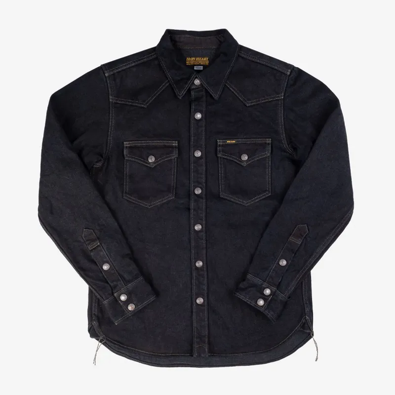 IHSH-293-OD 18oz Vintage Selvedge Denim CPO Shirt Indigo Overdyed Black sold by Brooklyn Clothing Co.