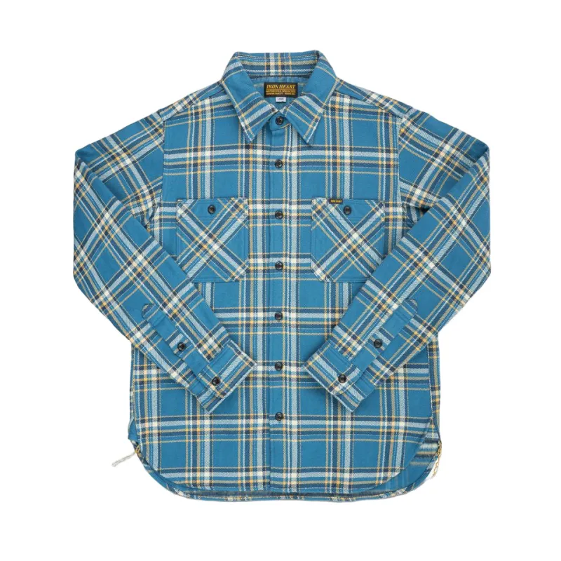 IHSH-435-BLU Ultra Heavy Flannel American Check Work Shirt Blue sold by Brooklyn Clothing Co.