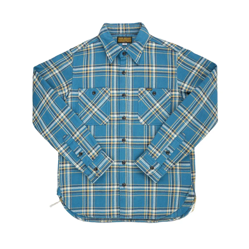 IHSH-435-BLU Ultra Heavy Flannel American Check Work Shirt Blue sold by Brooklyn Clothing Co.