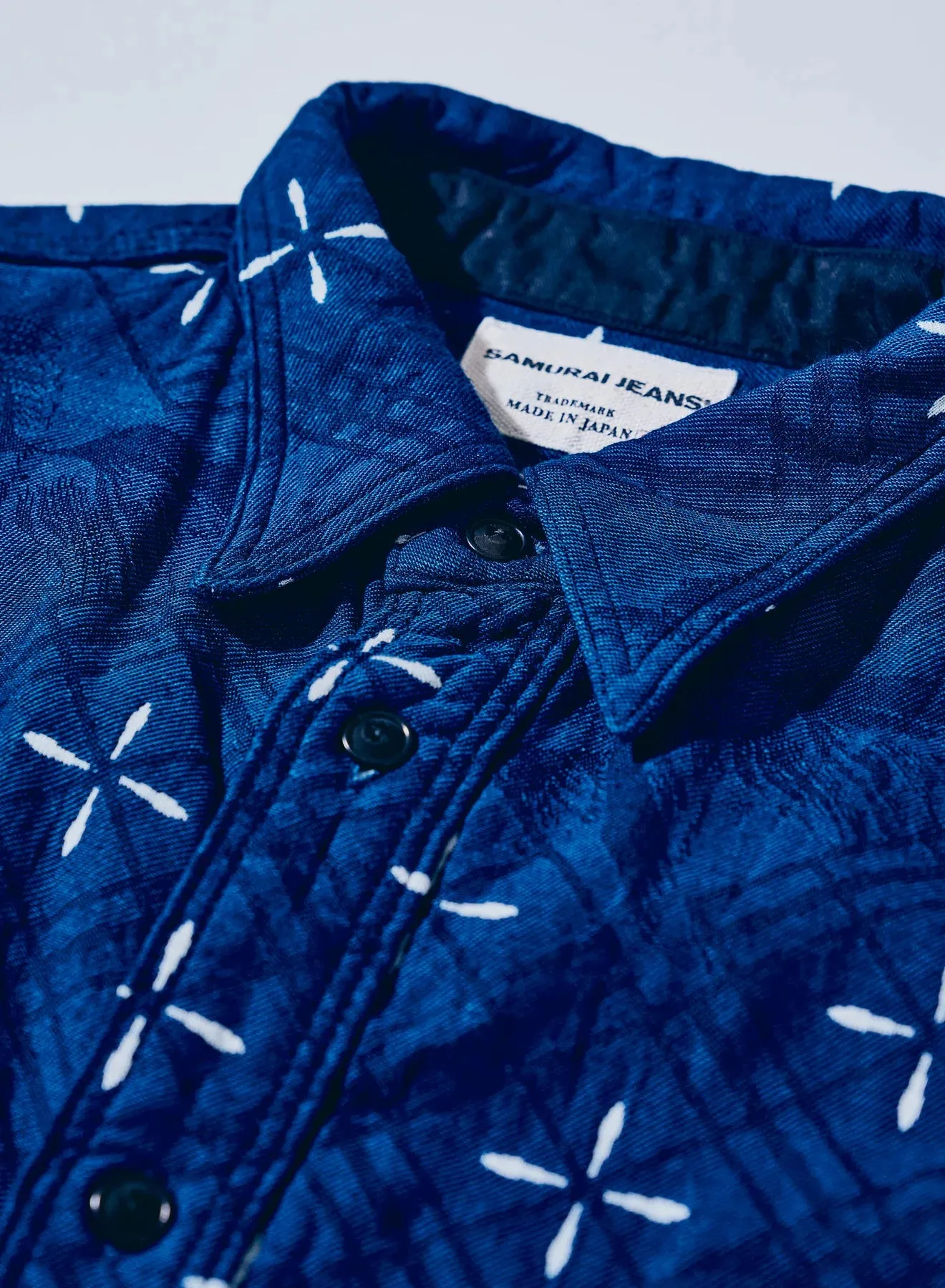 SSS25-02 Narihirabishi Goldfish Pattern Jacquard Work Shirt Indigo sold by Brooklyn Clothing Co. product image thumbnail 2