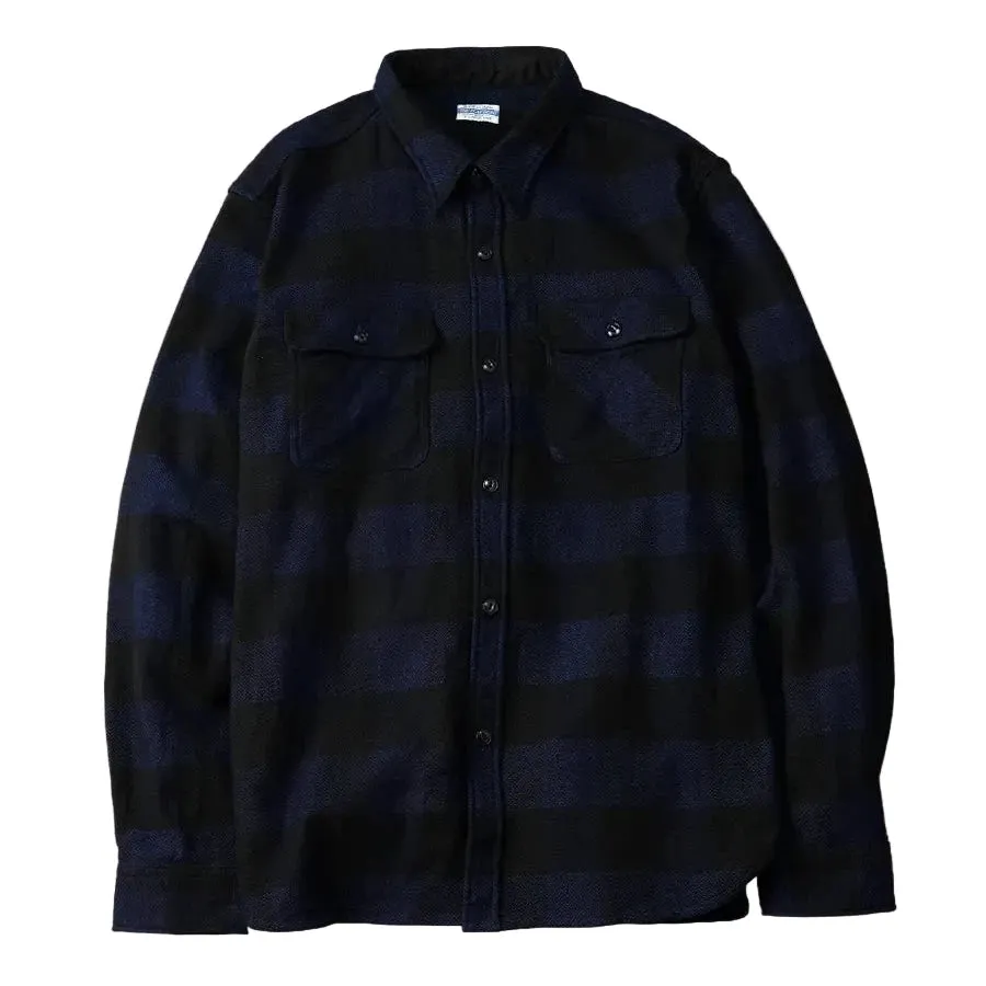 FN-SNR-101LSP Indigo-dyed Block Check Flannel Shirt Indigo/Black sold by Brooklyn Clothing Co.