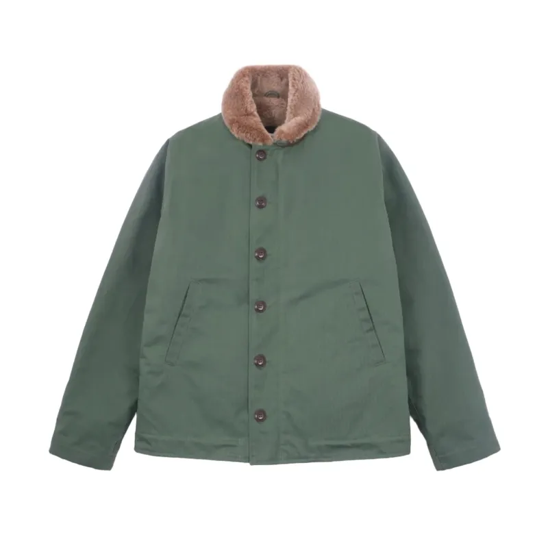 N-1 Deck Jacket Spruce Dry Wax Cotton/Kodiak Mouton sold by Brooklyn Clothing Co.