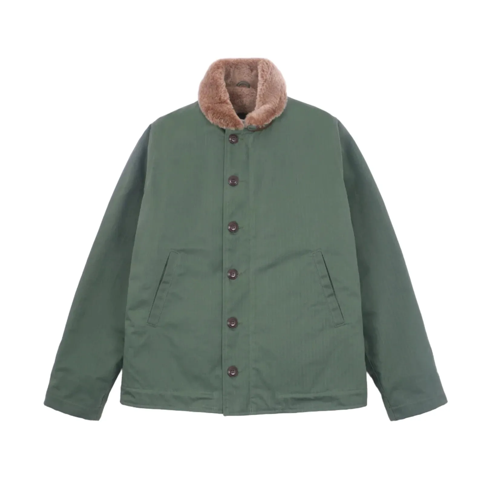 N-1 Deck Jacket Spruce Dry Wax Cotton/Kodiak Mouton sold by Brooklyn Clothing Co.