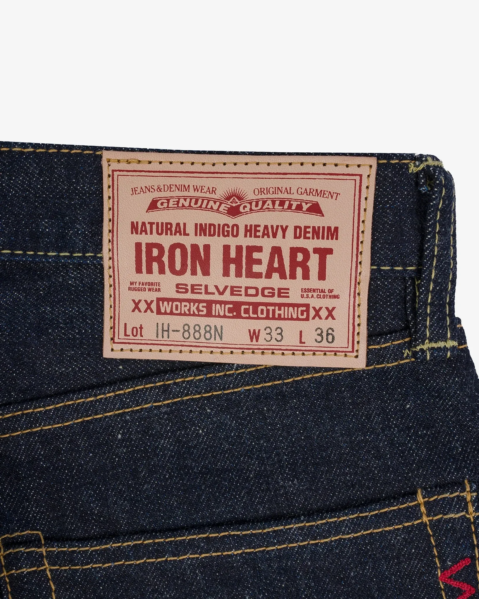 IH-888N 17oz Selvedge Denim Medium/High Rise Tapered Cut Jeans Natural Indigo sold by Brooklyn Clothing Co. product image thumbnail 2