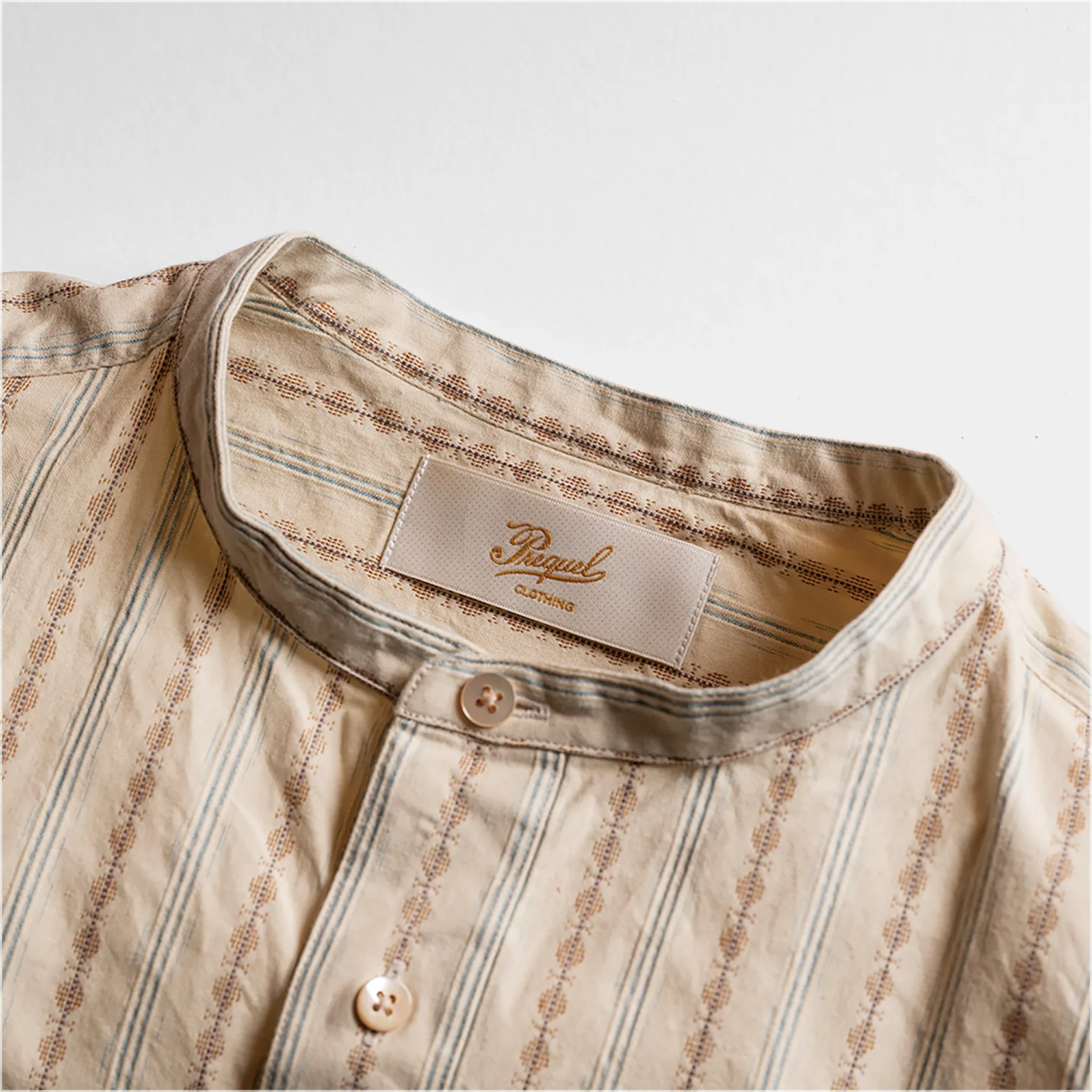S1001 Stand-up Collar Shirt Beige sold by Brooklyn Clothing Co. product image thumbnail 2