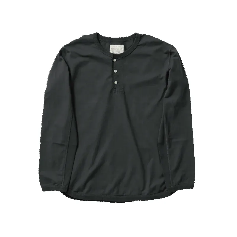 5222LH-21 - Flat Seam Heavyweight Long Sleeve Henley T-Shirt Ink Black sold by Brooklyn Clothing Co.