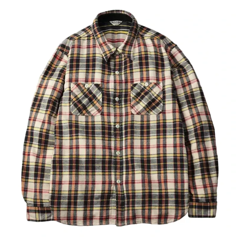 FN-SNR-014 Check Flannel Work Shirt Ivory/Black sold by Brooklyn Clothing Co.