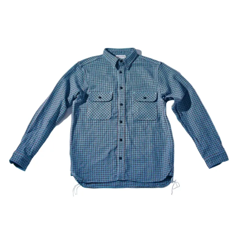 SIN25-02 Cheese Indigo Heavy Flannel Work Shirt sold by Brooklyn Clothing Co.