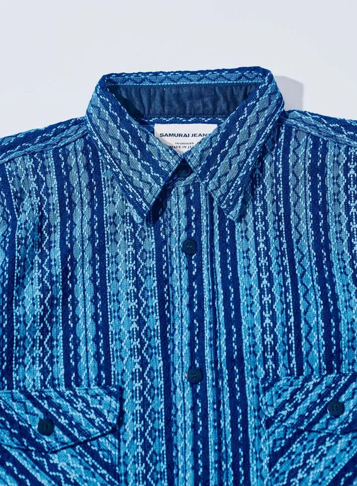 SSS25-SKSW Natural Indigo Sashiko Stripe Shirt sold by Brooklyn Clothing Co. product image thumbnail 2
