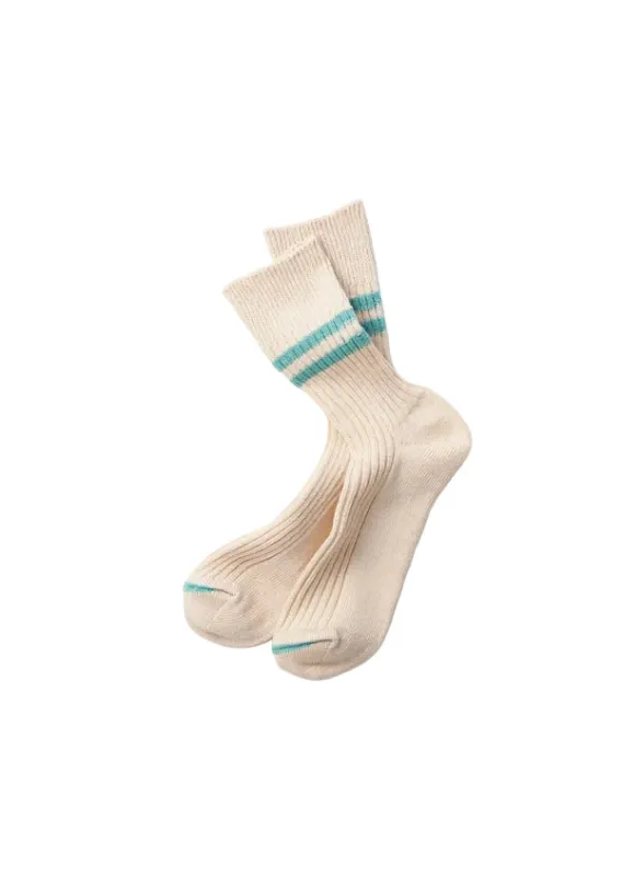 R1468 Hemp Organic Socks - White Sand/Turquoise sold by Brooklyn Clothing Co.