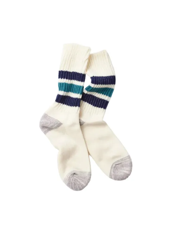 R1255 Coarse Ribbed Socks - Navy Blue/New Green sold by Brooklyn Clothing Co.