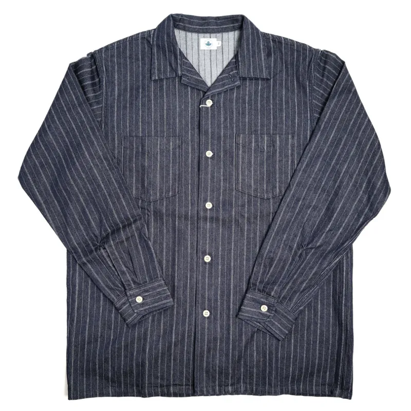5122 8oz Dobby Stripe Shirt Indigo sold by Brooklyn Clothing Co.