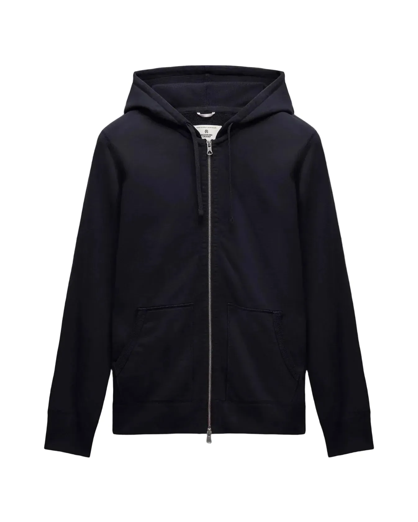 Midweight Terry Slim Zip Hoodie Navy sold by Brooklyn Clothing Co.
