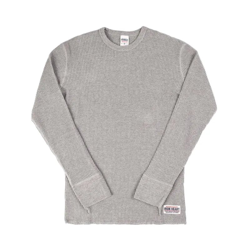 IHTL-1301-GRY Waffle Knit Long Sleeve Crew Neck Thermal Grey sold by Brooklyn Clothing Co.