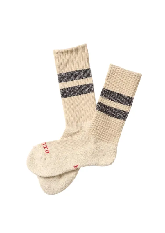 R1589 Pile Stripe Marl Socks Beige/Black sold by Brooklyn Clothing Co.