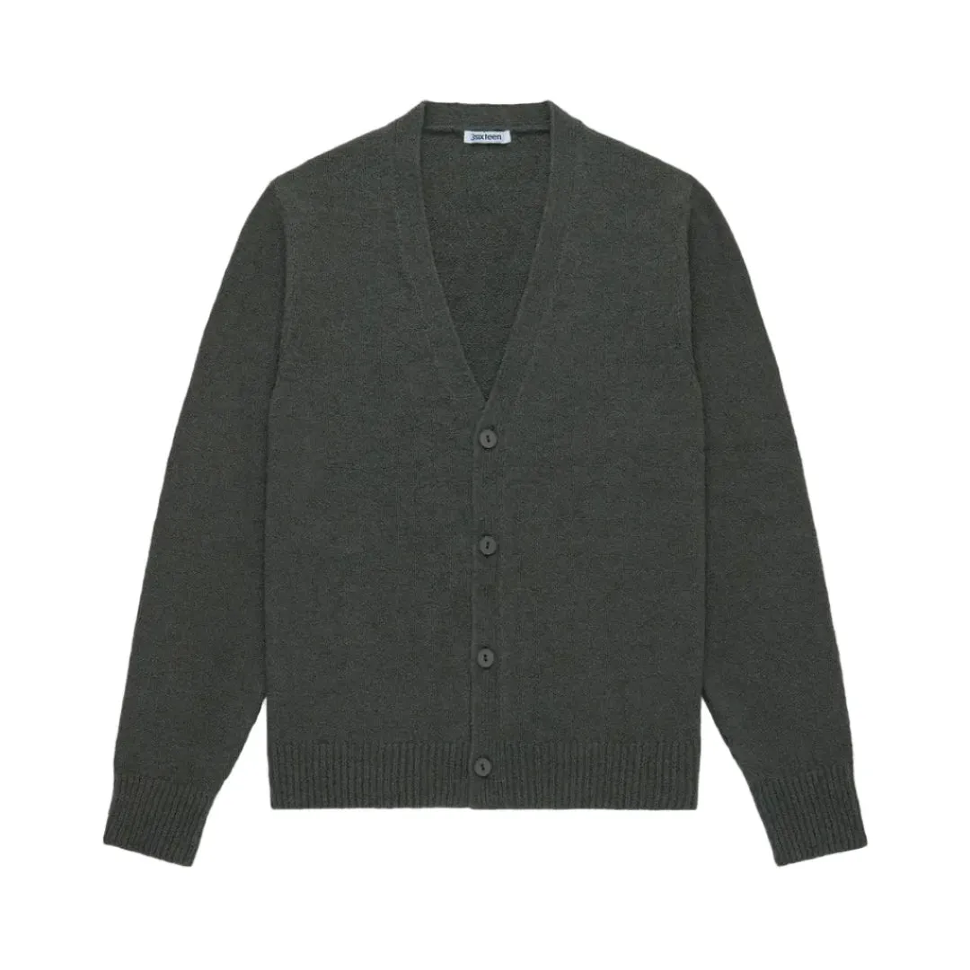 Classic Cardigan Olive Boucle sold by Brooklyn Clothing Co.