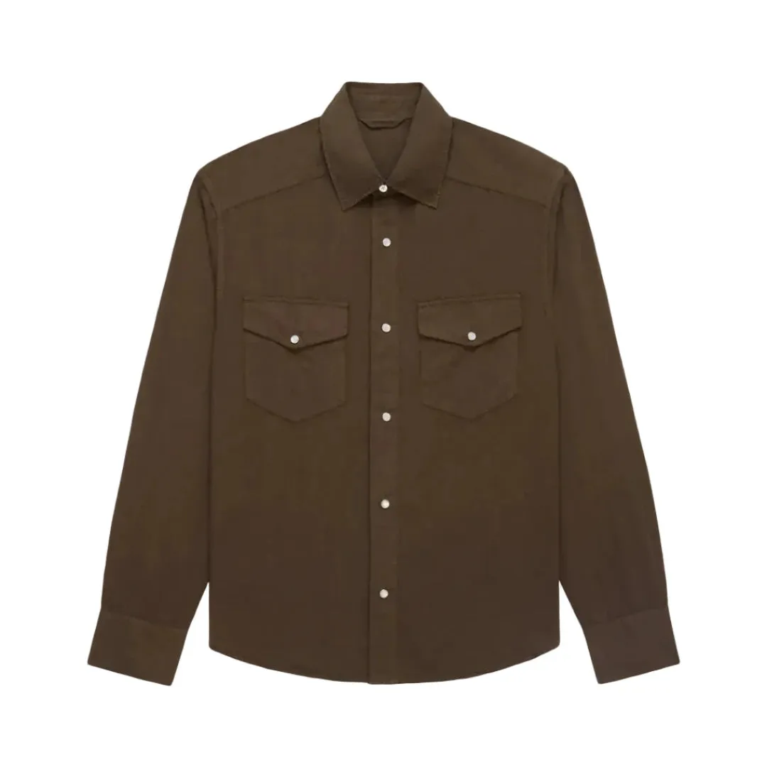 Snap Western Shirt Mocha Garment Dye sold by Brooklyn Clothing Co.
