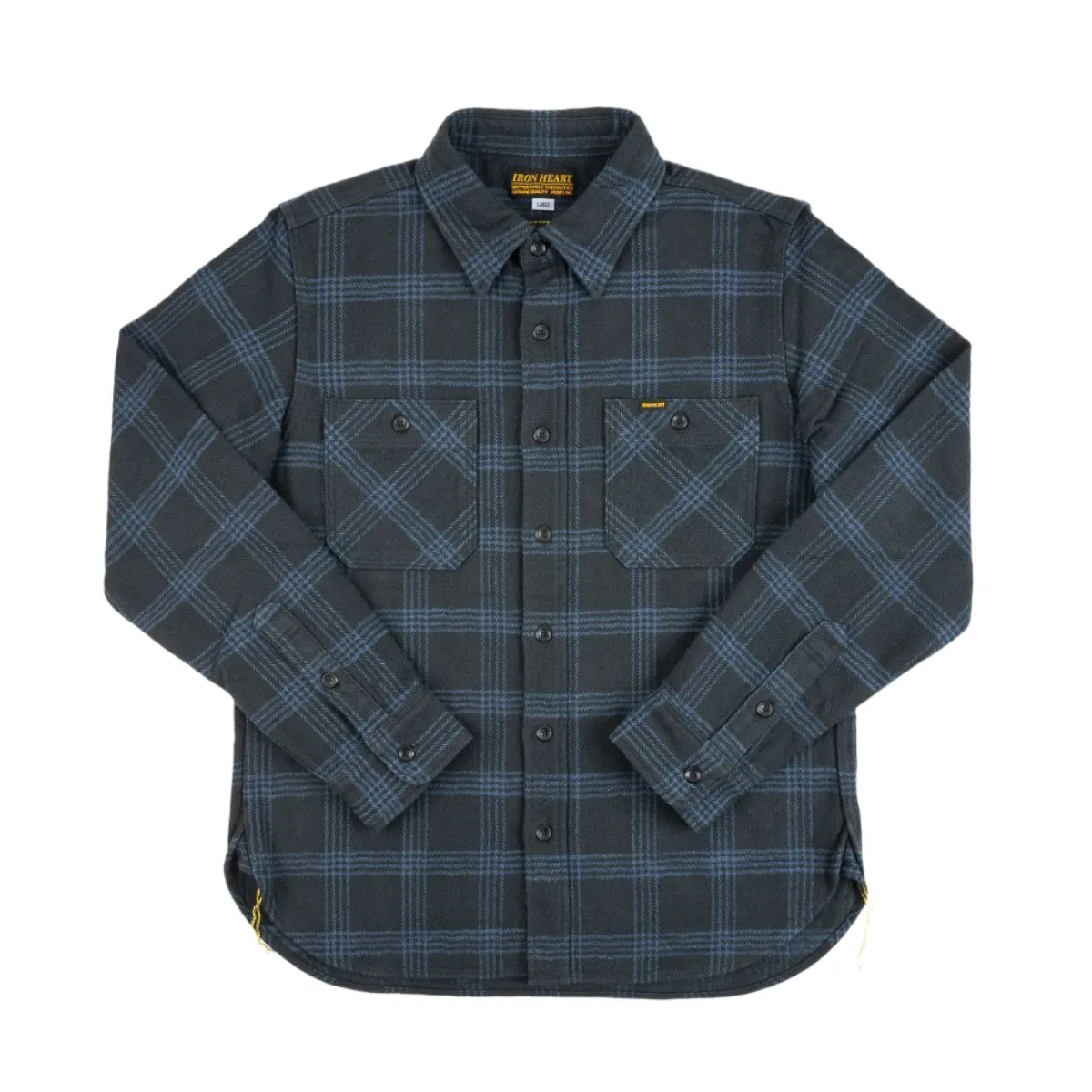 IHSH-408-BLK 12oz Slubby Heavy Flannel Check Work Shirt Black sold by Brooklyn Clothing Co.