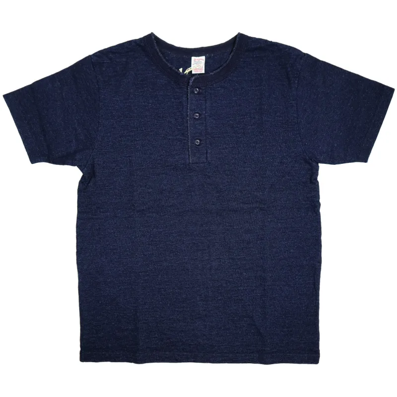No. 7 Indigo Henley Neck T-Shirt made by Brooklyn Clothing Co.