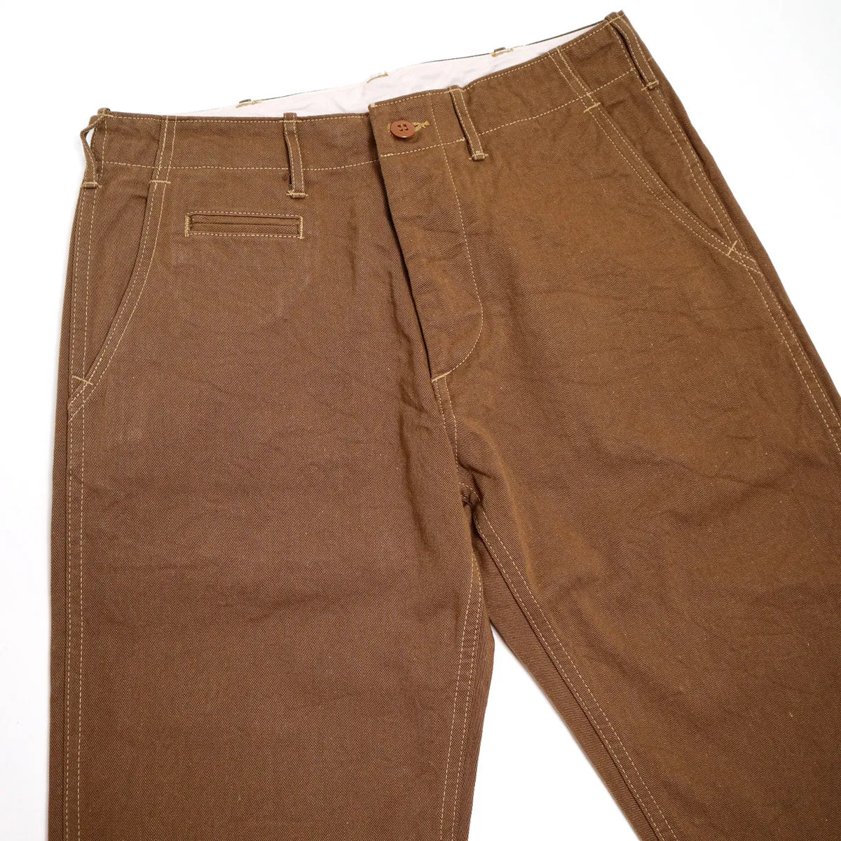 C408 Selvedge Straight Leg Chino Pant Olive Brown sold by Brooklyn Clothing Co. product image thumbnail 4