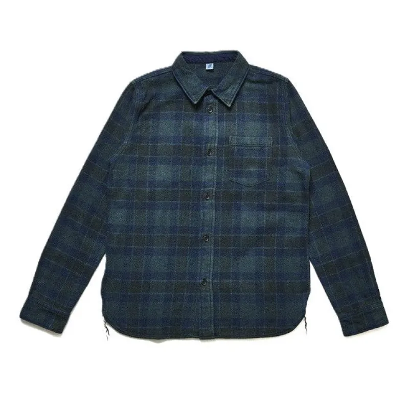 2235-BR Indigo Overdyed Cotton Tweed Check Brown made by Pure Blue Japan