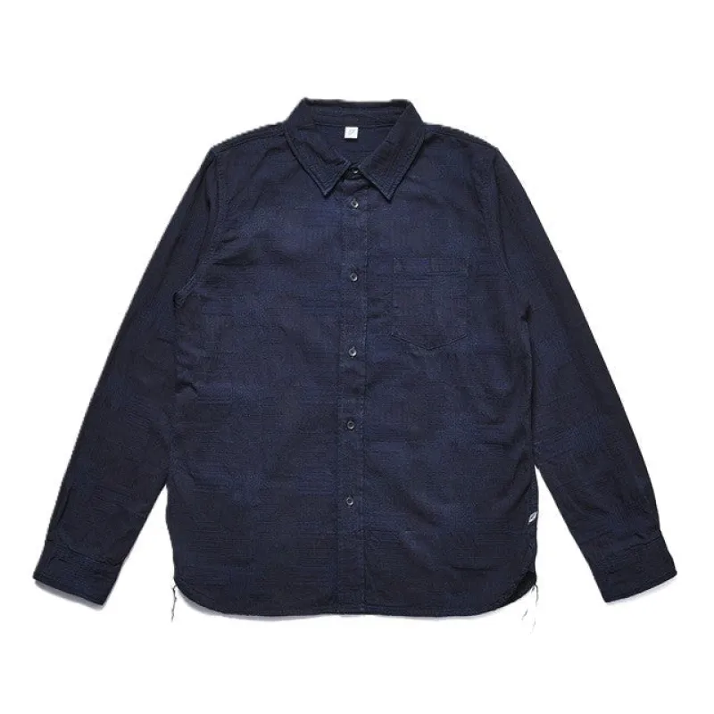 2239-ID Jacquard Patchwork Shirt Double Indigo made by Pure Blue Japan