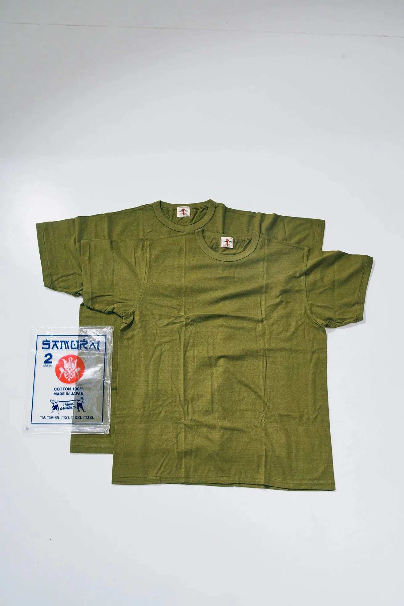 2PST-01 CREW 2 Pack Loopwheel Tee Olive sold by Brooklyn Clothing Co.