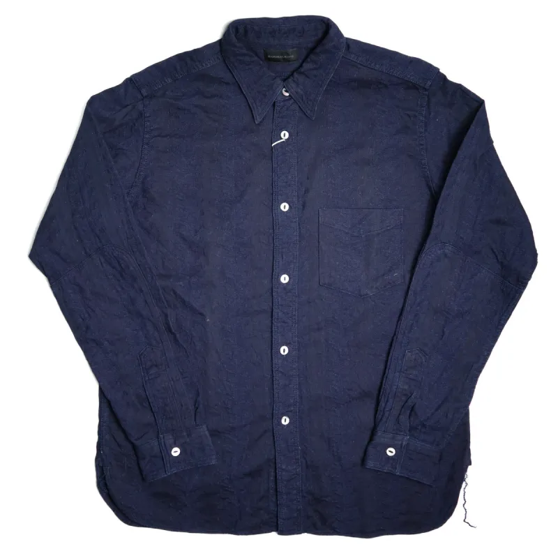 SSS26-01W Sengen Indigo Jacquard Work Shirt made by Samurai Jeans