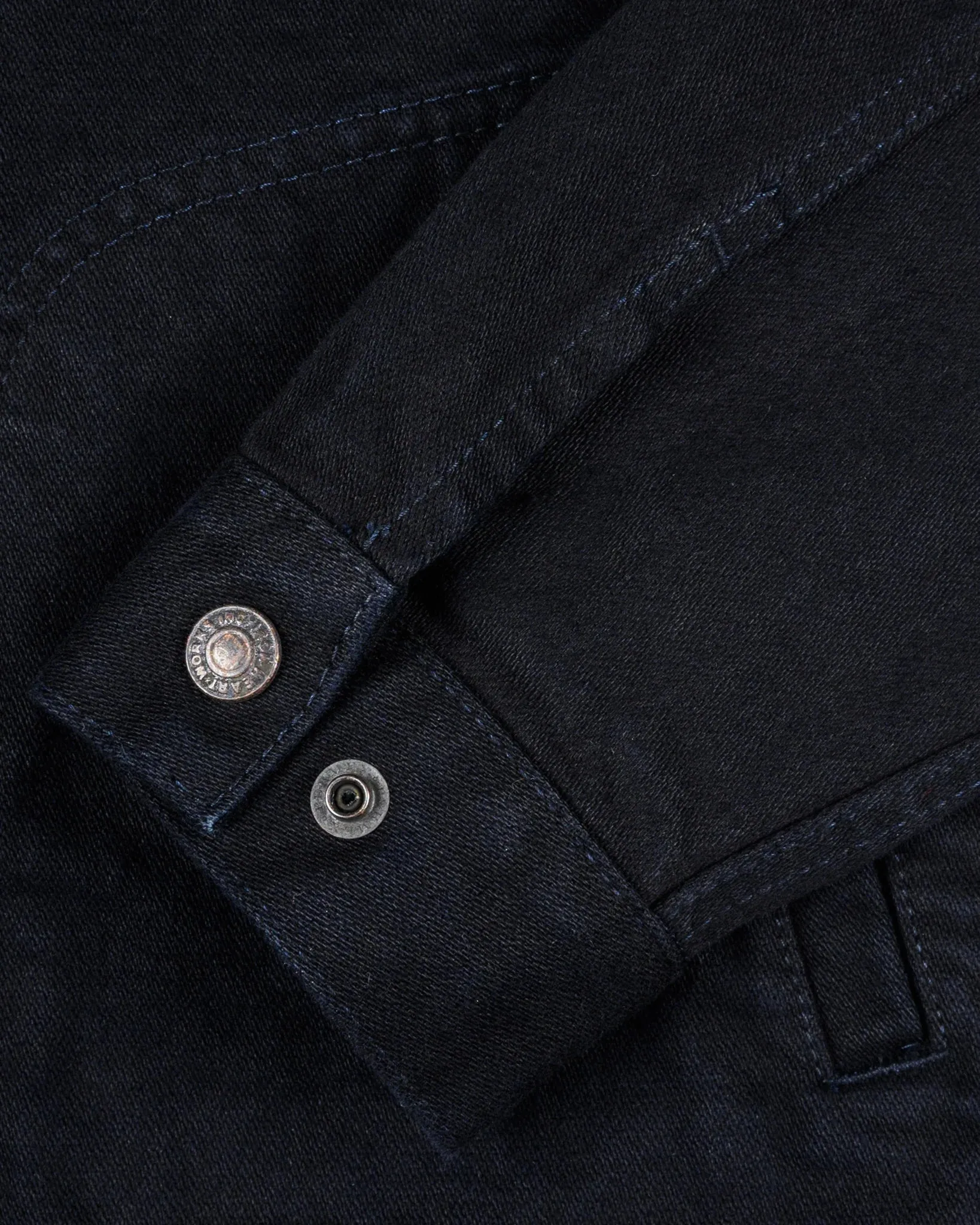 IHJ-123-OD 14oz Broken Twill Selvedge Denim Work Jacket Indigo Overdyed Black sold by Brooklyn Clothing Co. product image thumbnail 5