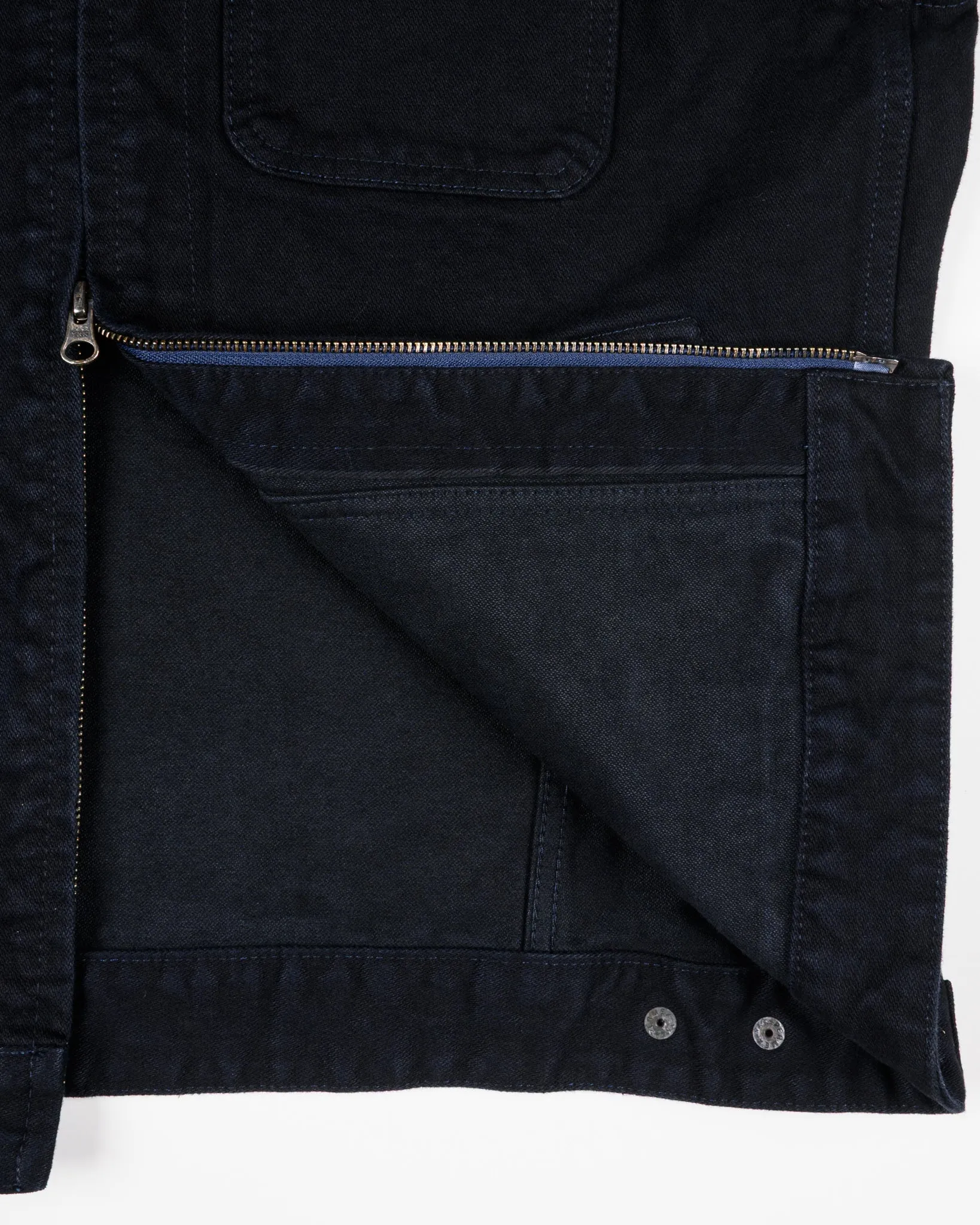 IHJ-123-OD 14oz Broken Twill Selvedge Denim Work Jacket Indigo Overdyed Black sold by Brooklyn Clothing Co. product image thumbnail 4