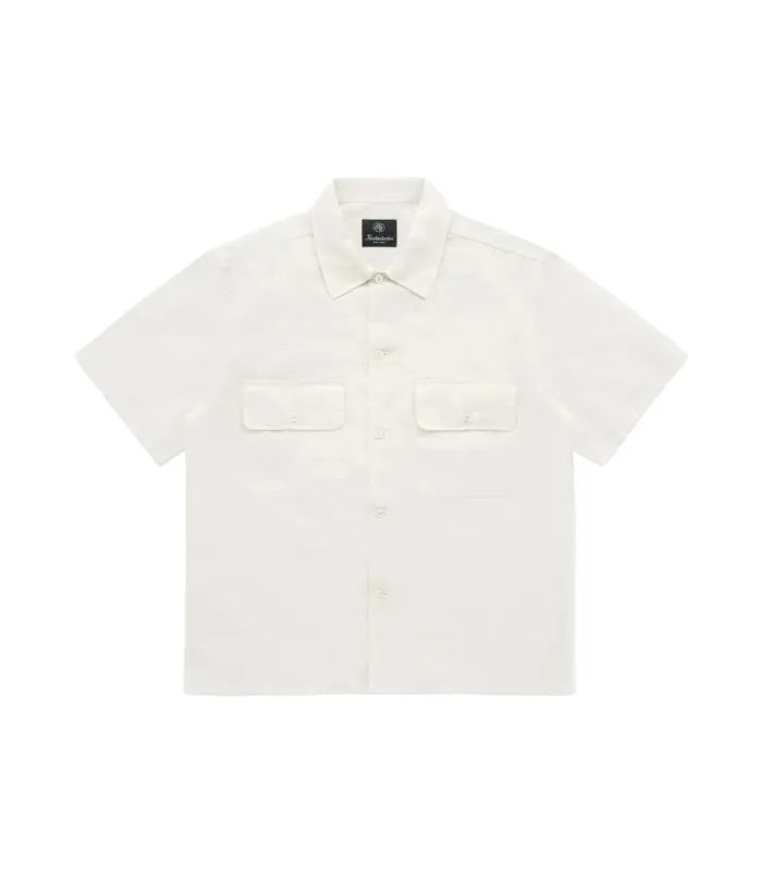 Mar Cotton & Linen Short Sleeve Shirt Bone made by Knickerbocker