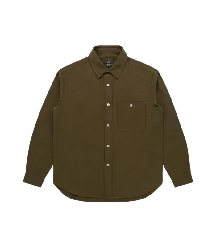Jones Cotton & Linen Shirt Olive made by Knickerbocker