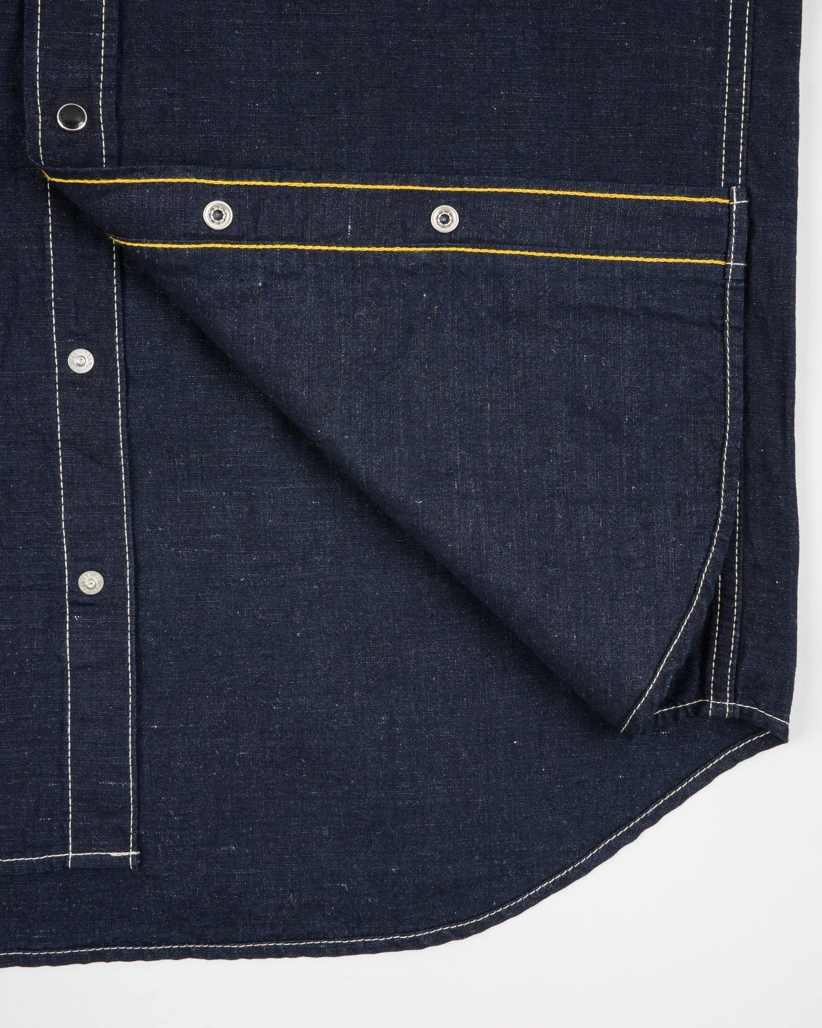 IHSH-444-IND 7oz Cotton Linen Chambray Western Shirt - Indigo sold by Brooklyn Clothing Co. product image thumbnail 5