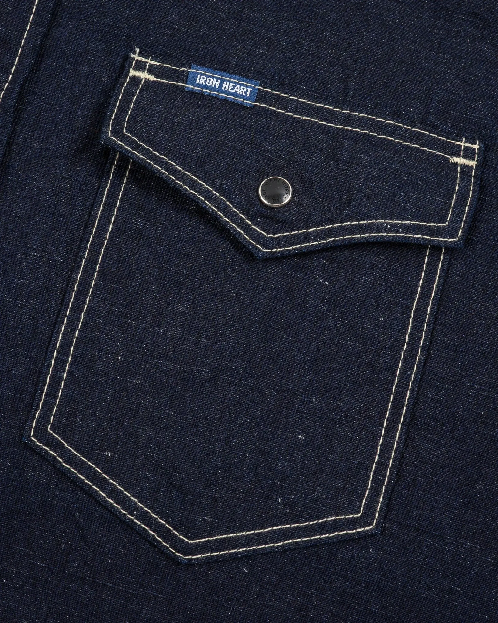 IHSH-444-IND 7oz Cotton Linen Chambray Western Shirt - Indigo sold by Brooklyn Clothing Co. product image thumbnail 3