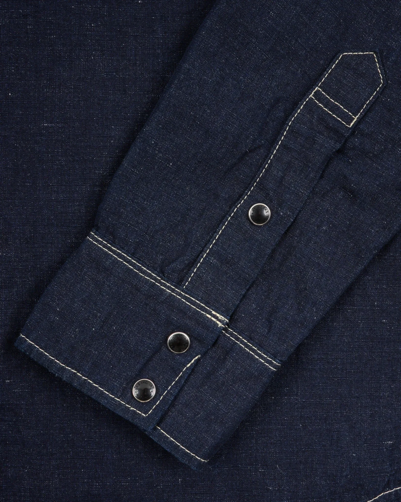 IHSH-444-IND 7oz Cotton Linen Chambray Western Shirt - Indigo sold by Brooklyn Clothing Co. product image thumbnail 4