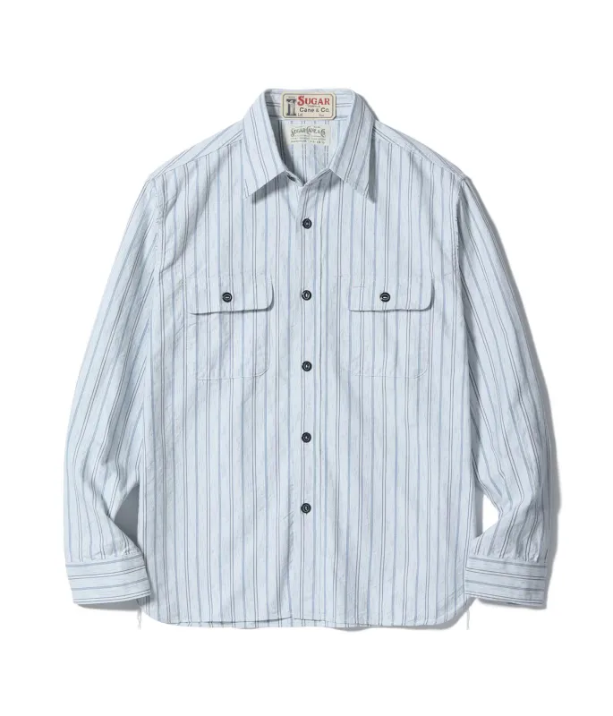 SC29671 Fiction Romance 6oz Indigo Stripe Work Shirt made by Sugar Cane