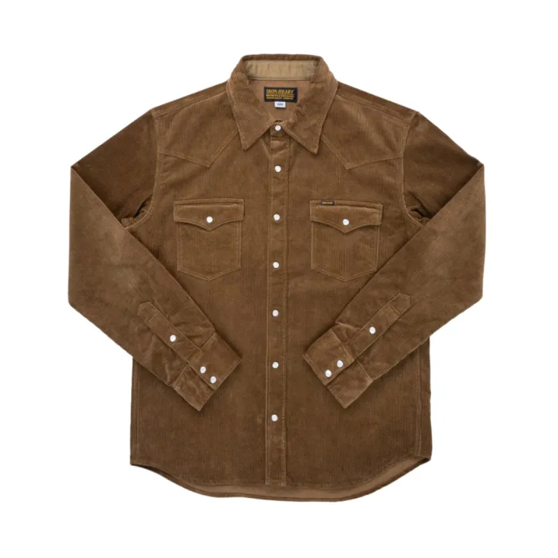 IHSH-398-CAM 11oz Corduroy Western Shirt Camel made by Iron Heart