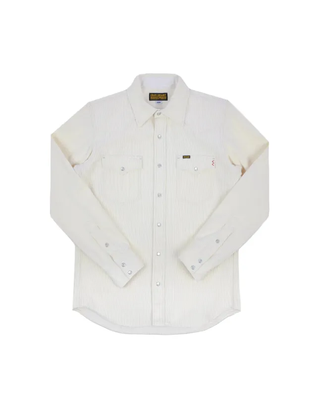 IHSH-398-WHT11oz Corduroy Western Shirt Off White made by Iron Heart